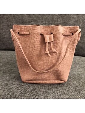 DRAWSTRING Small Bag Pink Peach Faux Leather Used